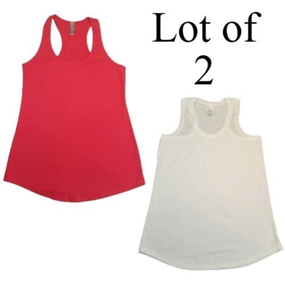 Lot of 2 Small Racerback Tank Tops Sleeveless Shirts 1Red/ 1 White‎
